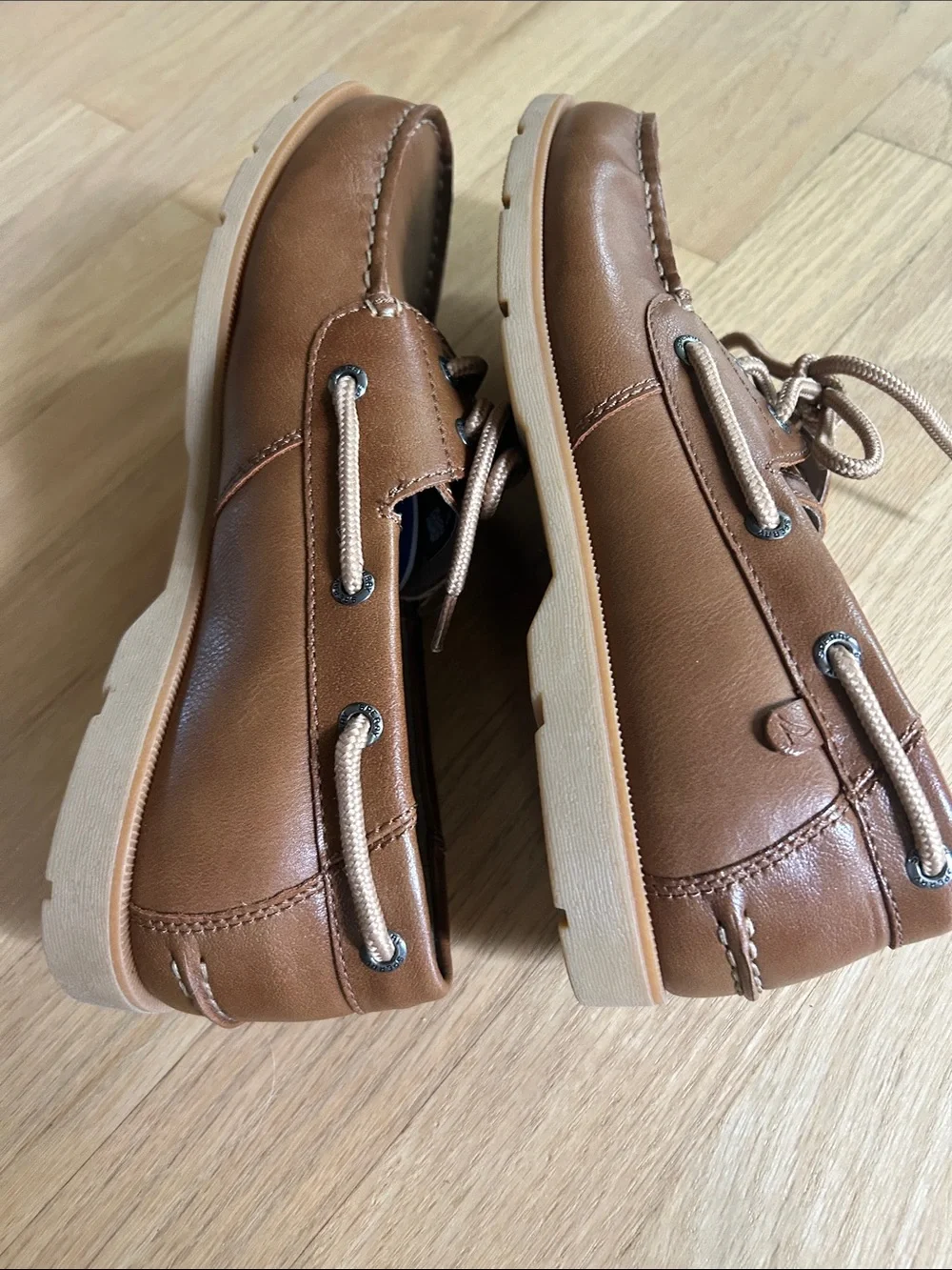 Sperry NWOT Men’s Tan Leather Boat Shoes - Classic Top Sider Lace-Up, Size 9